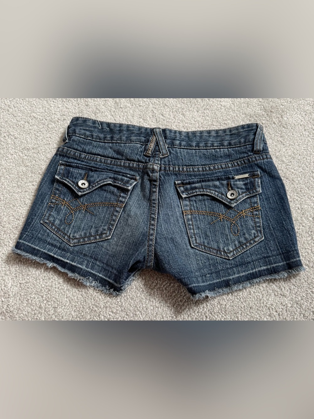 Vintage Mudd Dark Blue Denim Jean Shorts Size 0 - Picture 3 of 5